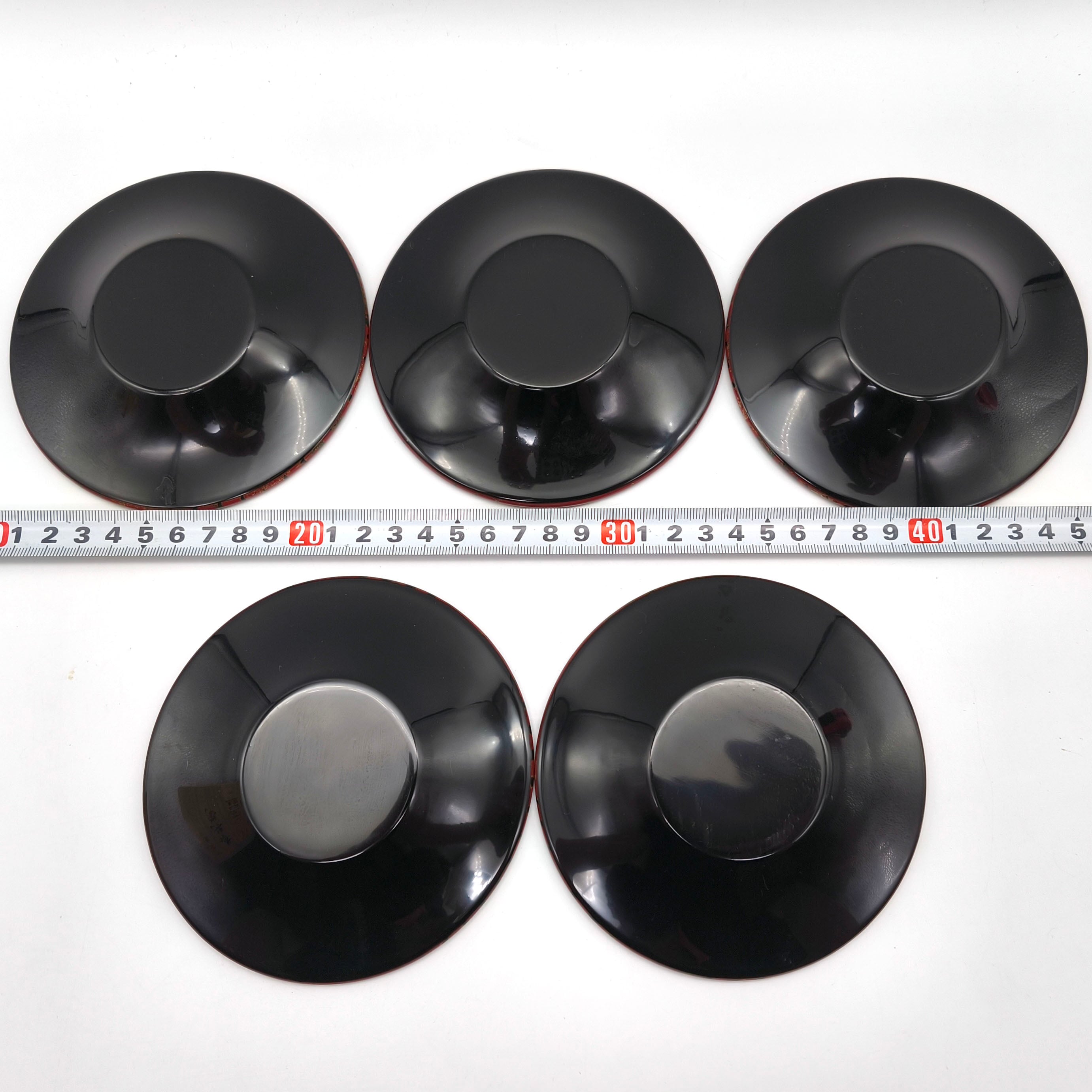 津軽塗（唐塗）バカ塗り・茶托・5客揃・天然木・伝統工芸・No.250917