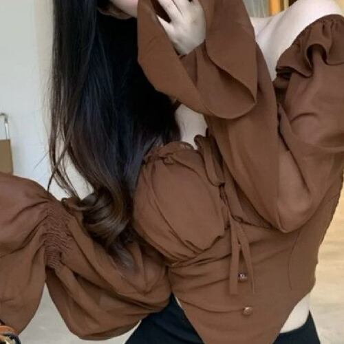 シルクシフォンシャツ 女性のためのシルクシフォンシャツ,セクシーなフリル,スラッシュカラー