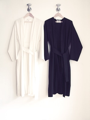 "LAURA" Cotton Robe Coat (Black / White)