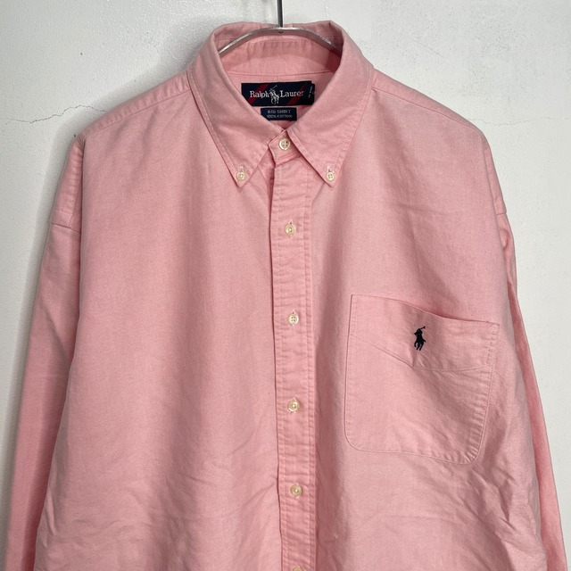 90s RalphLauren BIGSHIRT ボタンダウンシャツ ピンク M