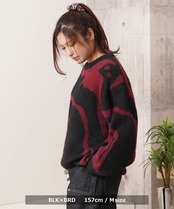 ◆マーブル柄 ルーズ フェザーニット◆si-10060725