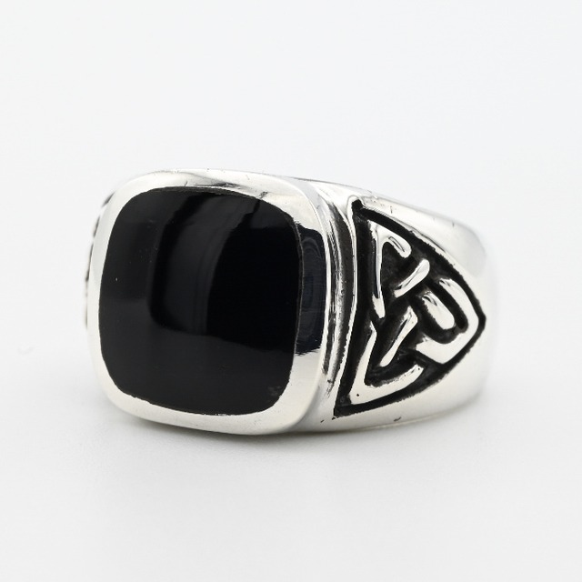 Square Black Onyx Top Designed Signet Ring #20.5 / Denmark