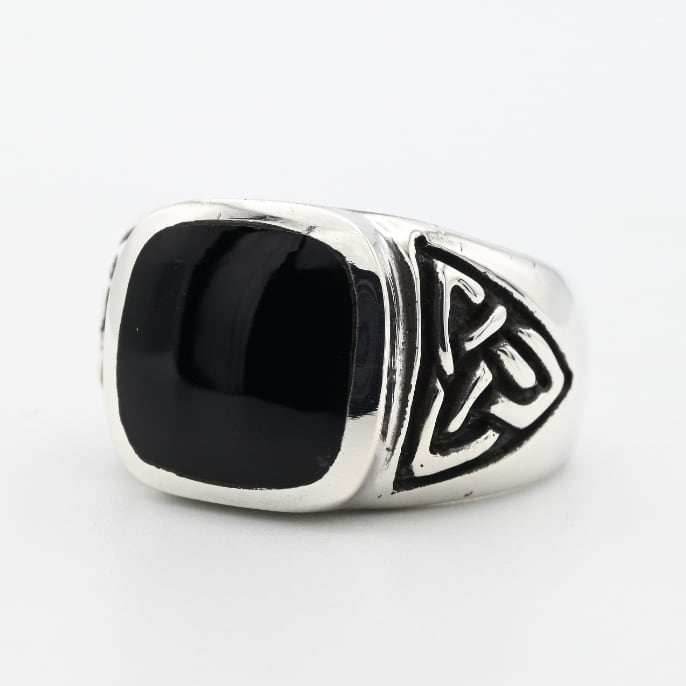 Square Black Onyx Top Designed Signet Ring #20.5 / Denmark