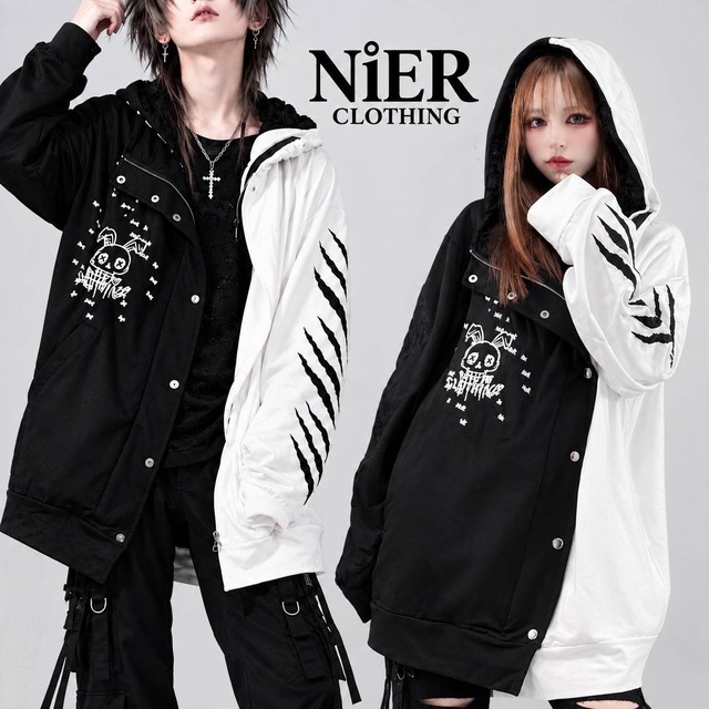 ⭐︎新作ばら撒き55%OFFプレゼント⭐︎"SKULL RABBIT" 高品質TWO-TONE刺繍OUTER【BLACK×WHITE】