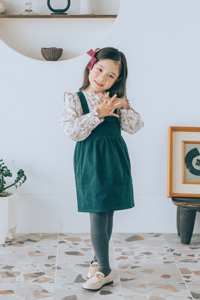 【1DAY限定SET♡】花柄フリルブラウス×グリーンスカート2点セット