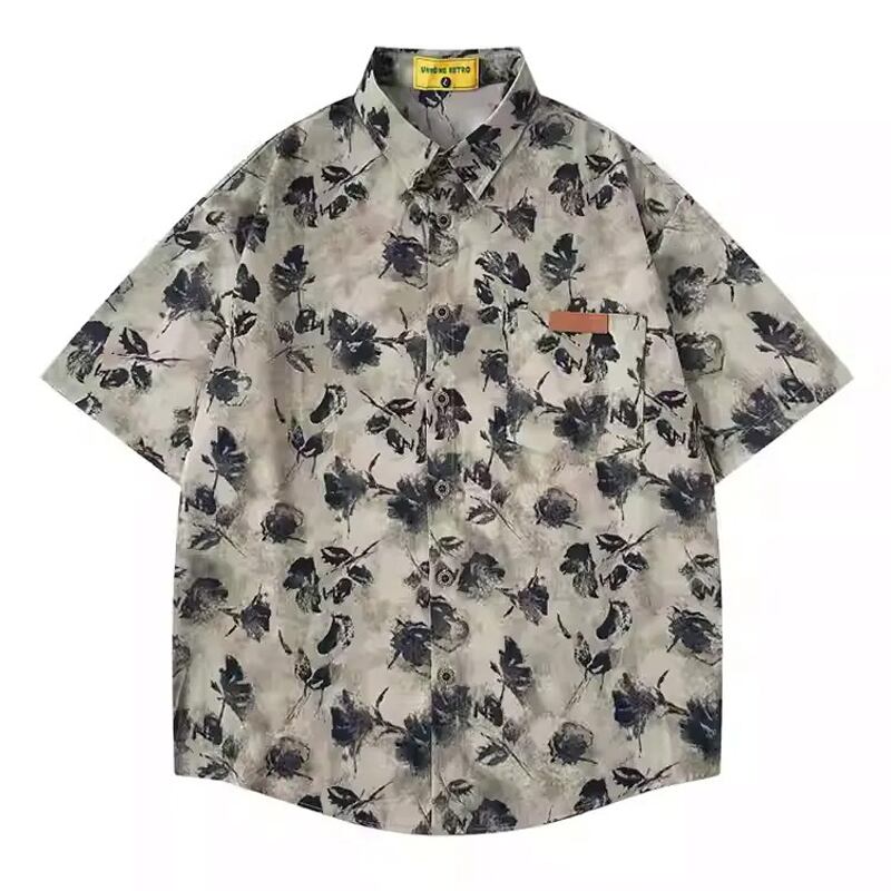 総柄 ボタンダウンシャツ 半袖 2color MTO0329