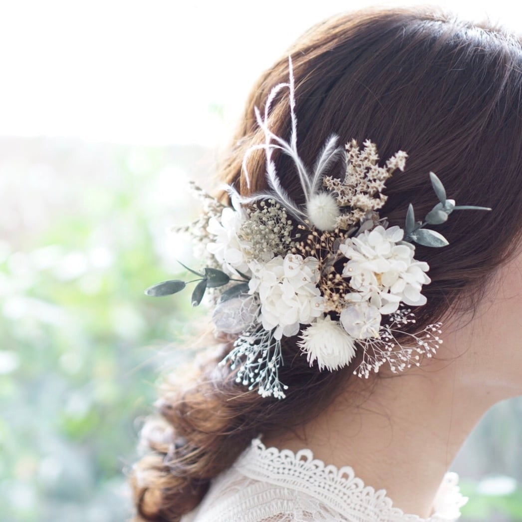 くすみホワイトのヘッドドレス ✲ ウェディング ブライダル 結婚式 