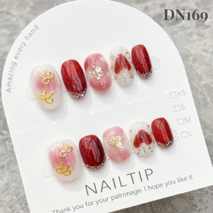 DN169 ネイルチップ　ハンドメイド 長さ選べる　写真はショートオーバル 　サイズXS/S/M/L　ツールキット付き　収納ケースあり　