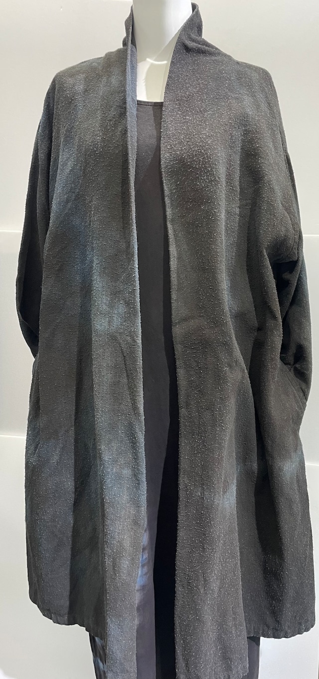 泥藍染はおりコート長袖/F[adw601-86]送料無料