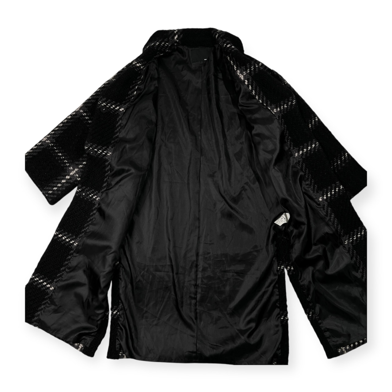 PULP パルプ ベイクルーズ チェック柄 ツイード ウールニット ロング コート /日本製/スリット入り