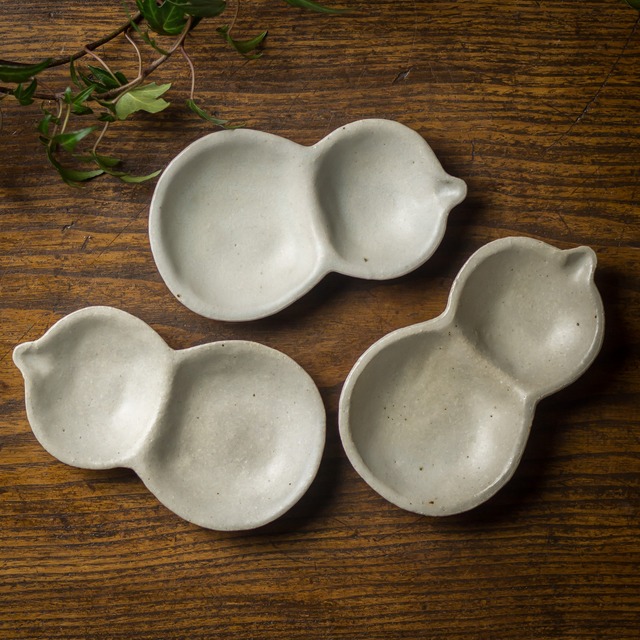 白釉 瓢箪豆皿（薬味皿・小皿・醤油皿）／阿部 恵里