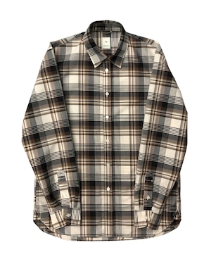 T/C PLAID REGULAR SHIRT / 綿ポリエステルチェックレギュラーシャツ (BEIGE)