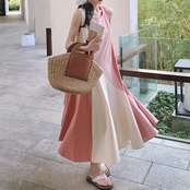 Pink Patchwork Maxi Dress 5073