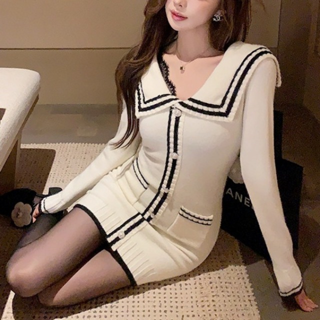 2wayカラーラインタイトワンピース　00930