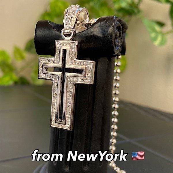SILVER925 オープンクロスネックレス NewYorkインポートジュエリー｜CZ