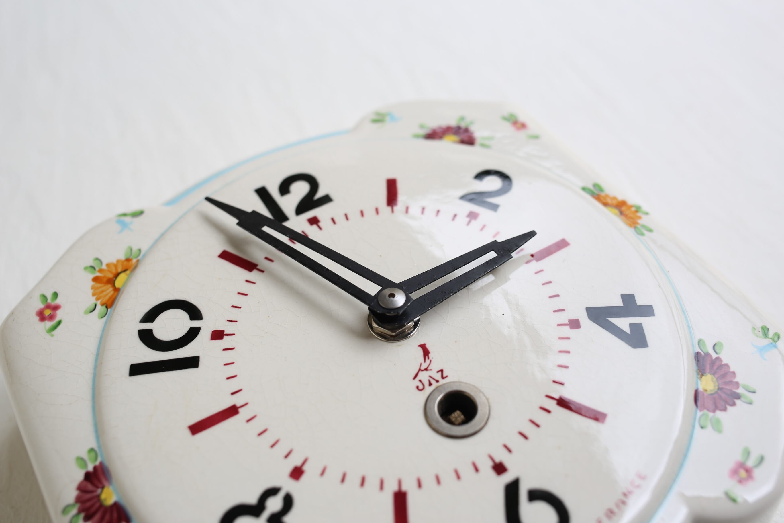 フランス アンティーク ヴィンテージ JAZ 陶器 壁掛け時計 『PRINTIC