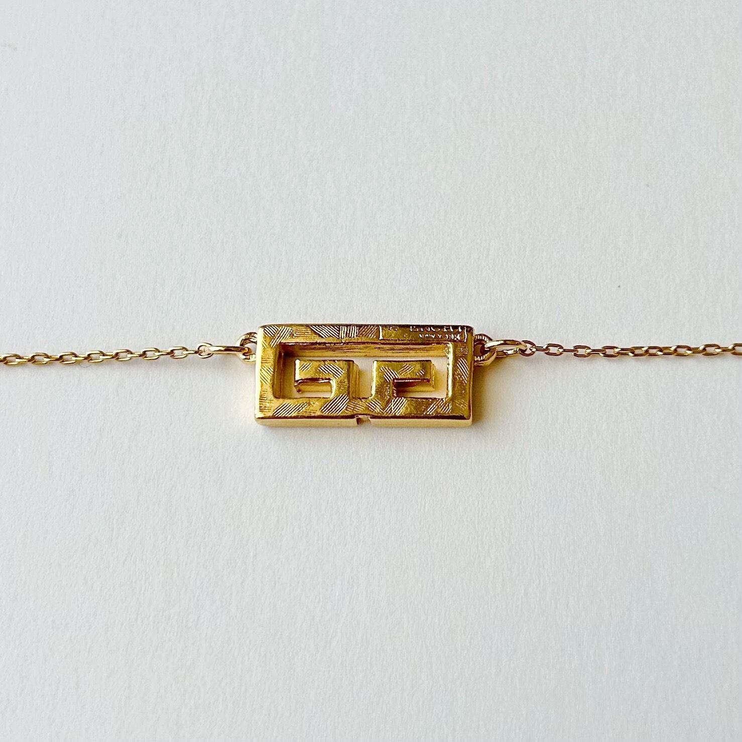 GN5632】GIVENCHY double G logo rhinestone necklace/ジバンシィ 