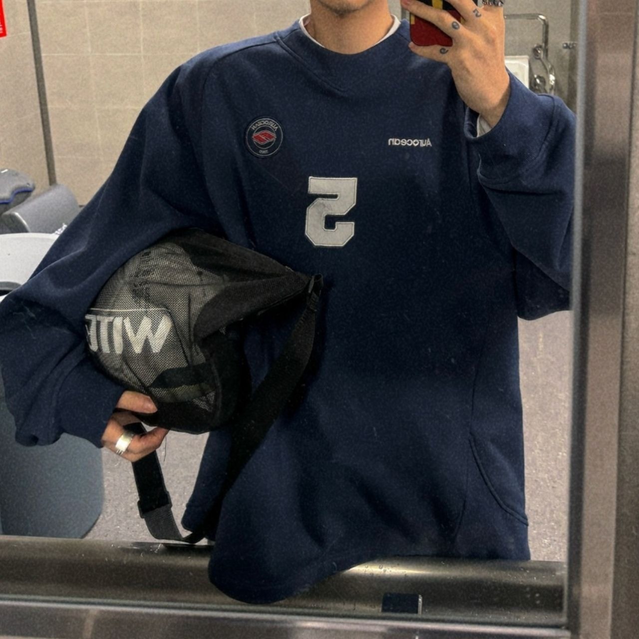 ダーティー加工ネイビースポーツスウェット　1113