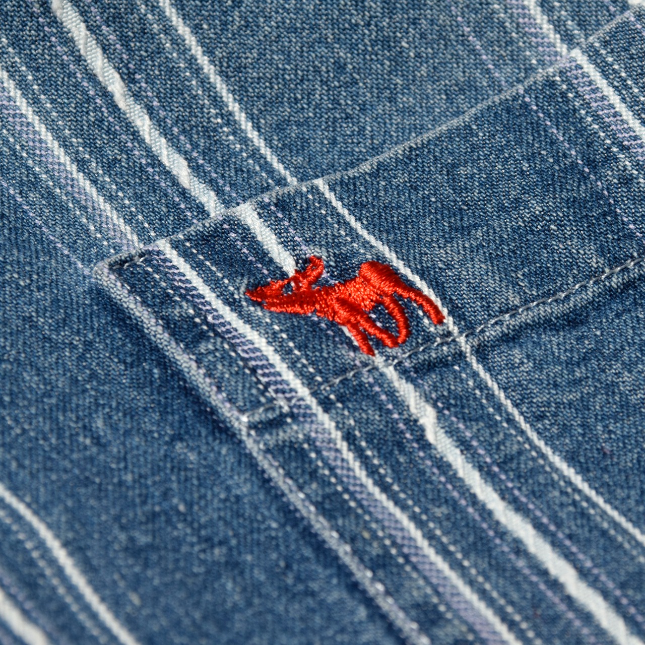 80s–90s Abercrombie & Fitch ストライプ コットンシャツ ネイビー