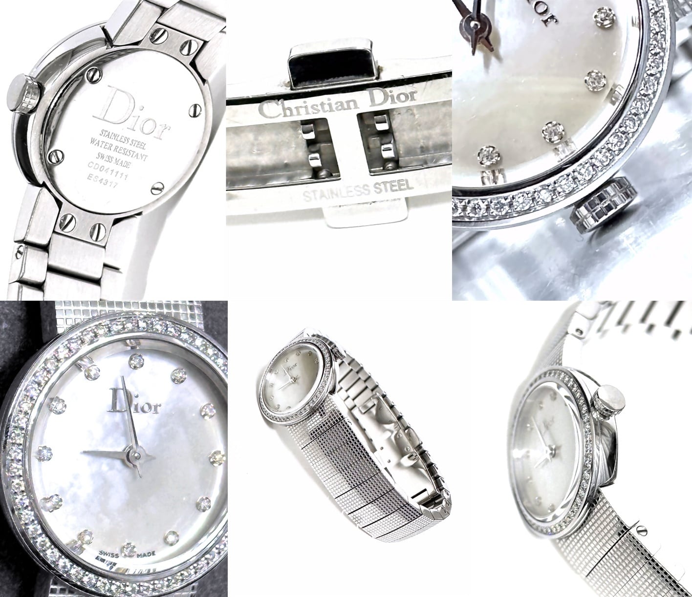 【希少】ディオール Dロゴ ダイヤモンド 腕時計 レディース シルバー DIOR ディオール La D de Dior ラデドゥディオール マザーオブパール