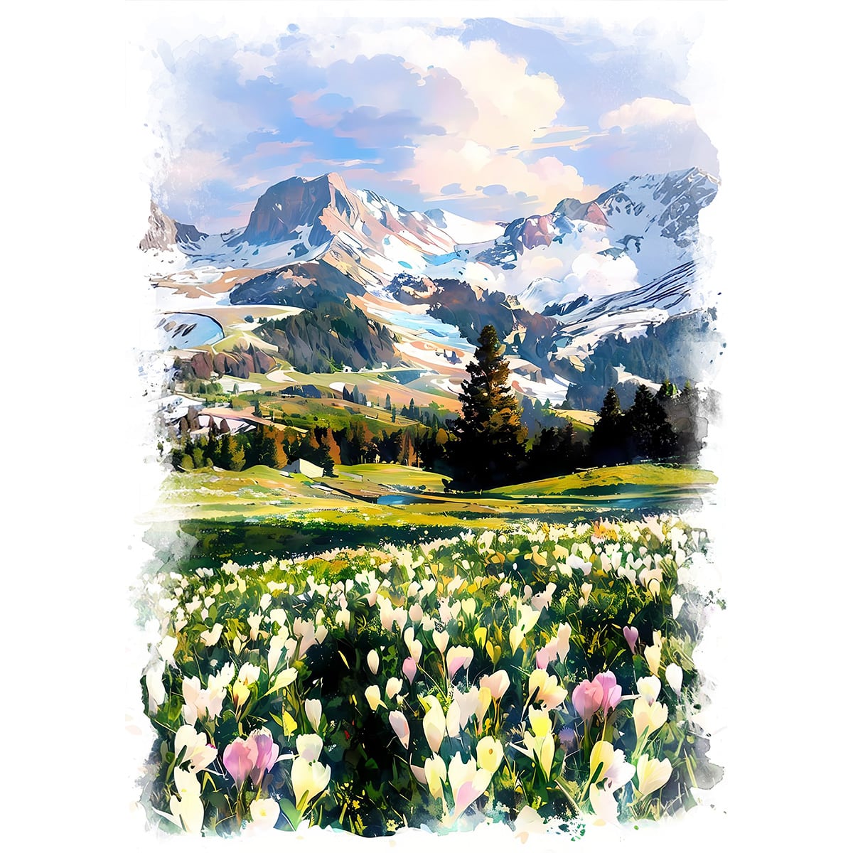 絵画 風景画(街並み) スイスのベルン州 トゥーン インテリアアート額