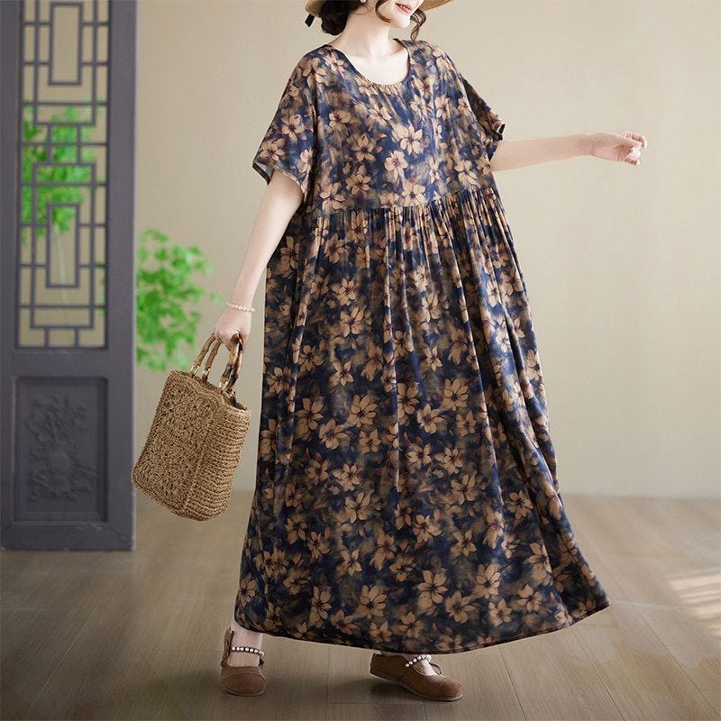 FLORAL ASYMMETRIC HIGH WAIST LONG DRESS M-17703