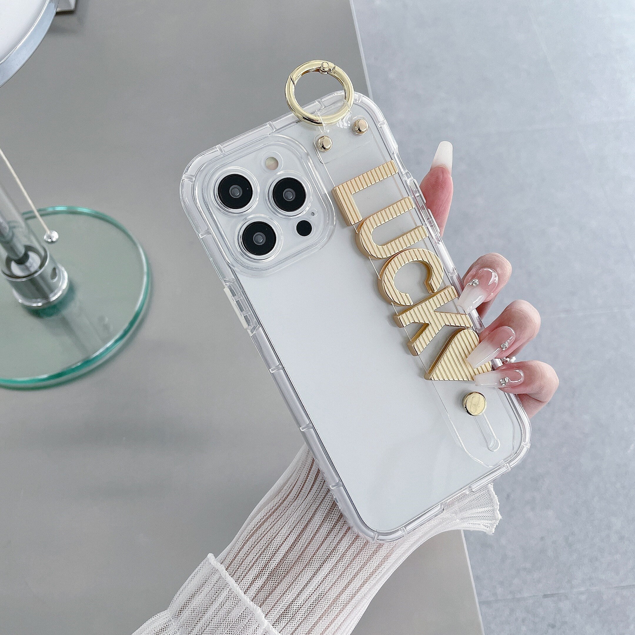 ショルダー付き クリア カスタム 名前入れ iPhoneケース