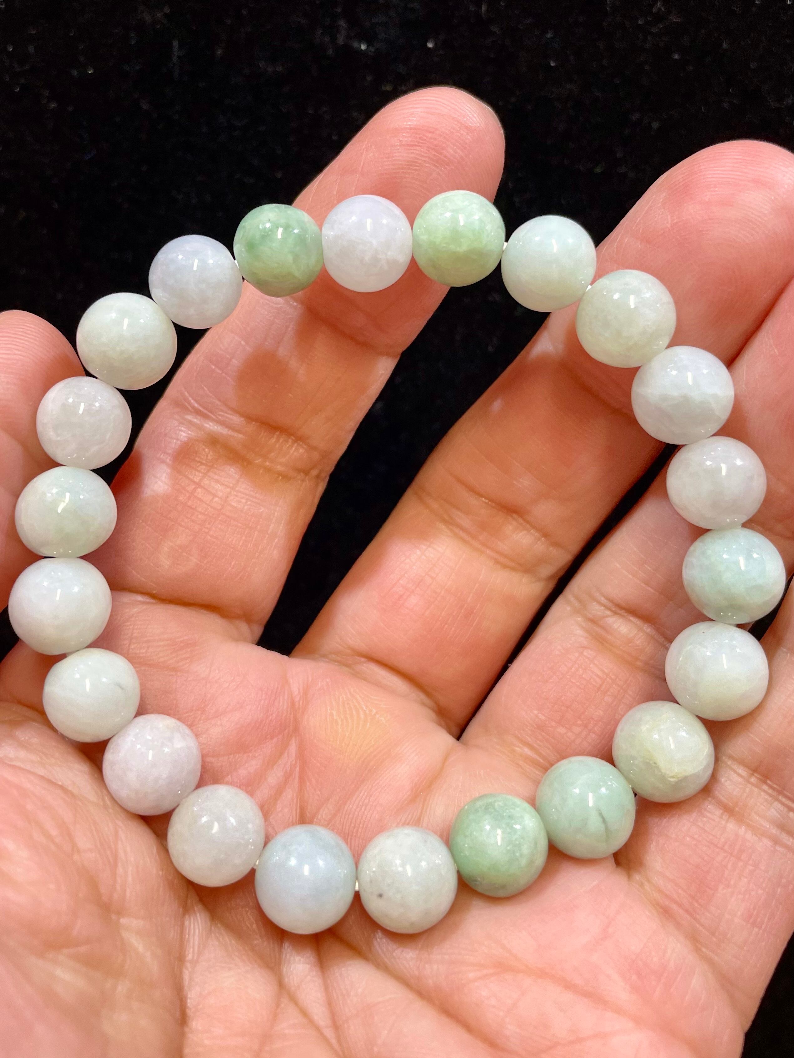 2) 繁栄・長寿・幸福・開花・安定!ハイクオリティ・ミャンマー産「翡翠」ブレスレットAAA(9〜10mm)