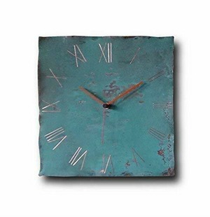 インテリア　メタルクロック Large Copper Wall Clock 12-inch - Square Turquoise