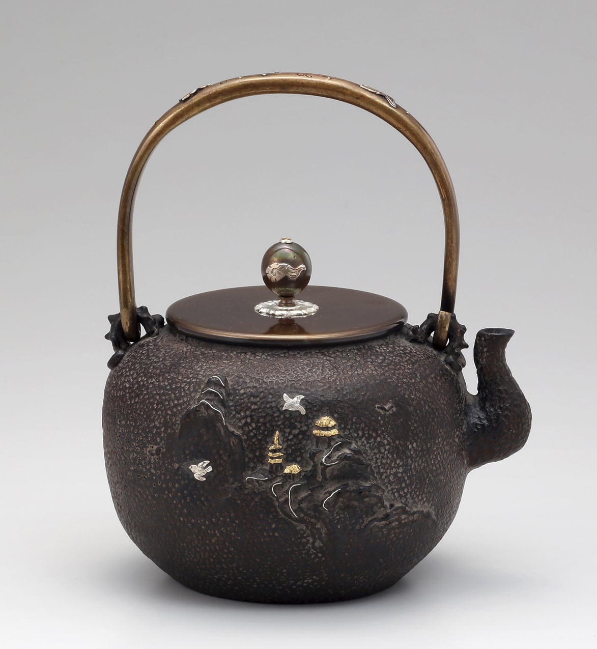 亀文堂写鉄瓶 月下波千鳥