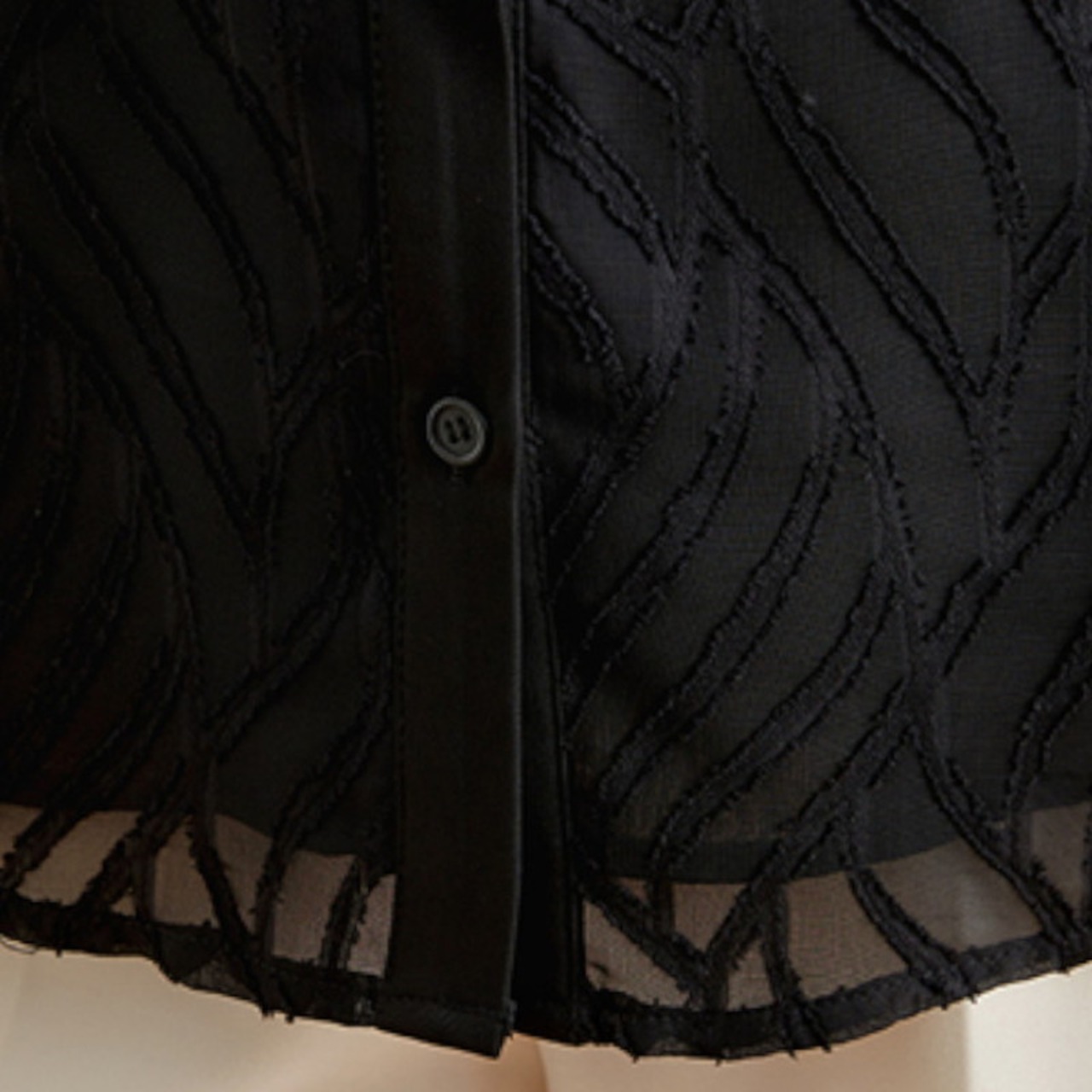 シースルーブラックシフォンブラウス A00404