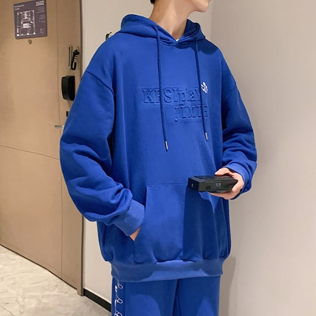 予約販売】メンズ セットアップ スエット パーカー 上下 ブルー