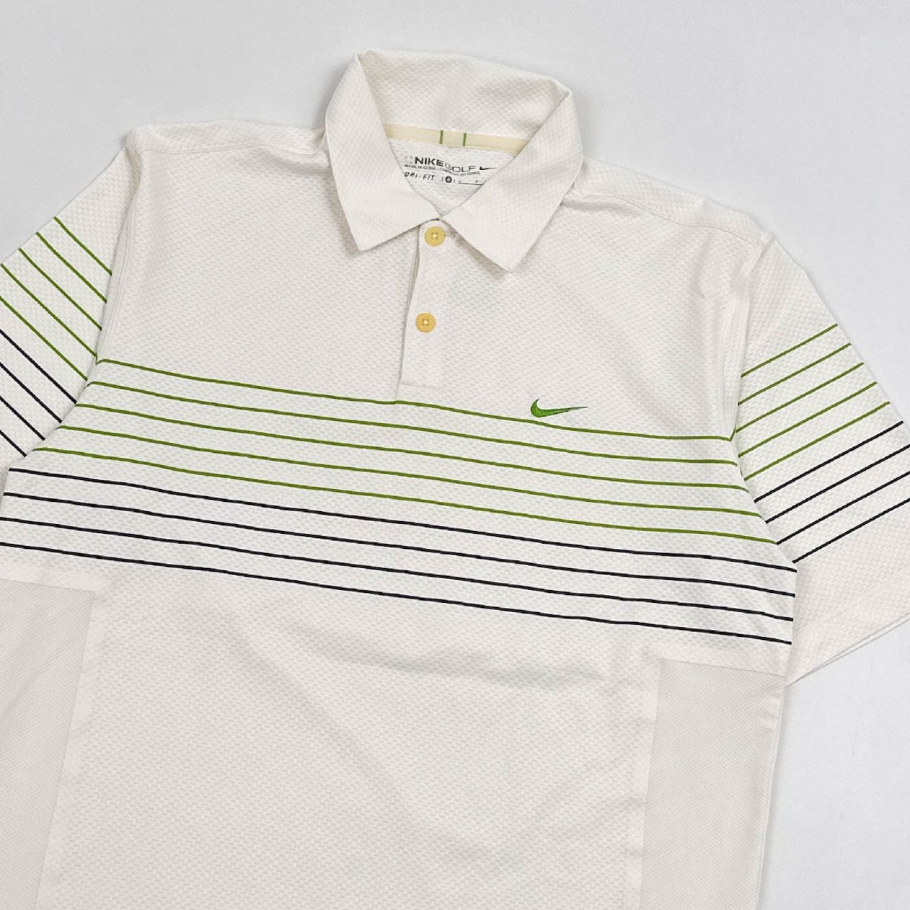 ゴルフ◆NIKE GOLF ナイキ ボーダー 半袖 ポロシャツ ストレッチ サイズ S/メンズ/スポーツ ホワイト 系