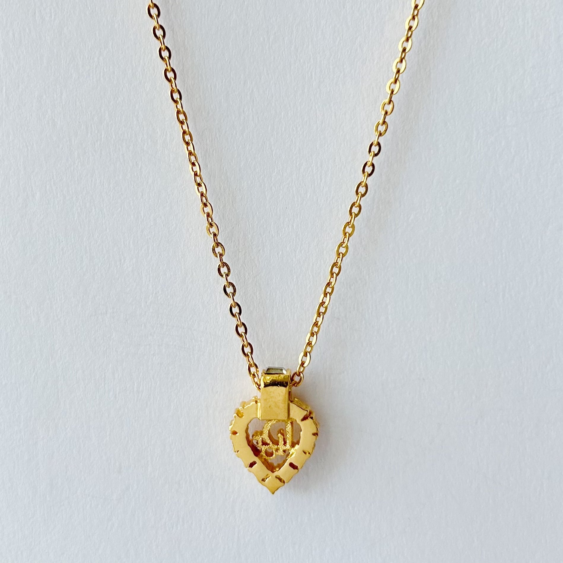 N7077】Christian Dior heart rhinestone necklace/クリスチャン