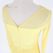 社交ダンス 衣装 スタンダード ドレス ワンピース レッスンウェア パーティドレス イエロー系 黄色 無地 シンプル レース 長袖 ステージ衣装 フィット感 おしゃれ 愛らしい 柔らかい デザイン 女性用 スポーツウェア 耐久性 吸湿性 伸縮性 日本製 高品質 パフォーマンス 競技用 舞台衣装 エレガント 楽器演奏 会場衣装 フォーマル 体型カバー 上品