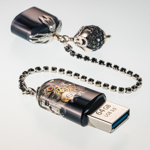 USBメモリ 機械式時計 ムーブメント 64GB USB3.0 Black-C