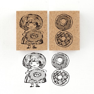 『ドーナツの精霊メル・ドナ』 物に宿る精霊オブジャニマ達のスタンプ スイーツの精霊シリーズ　26×34mm