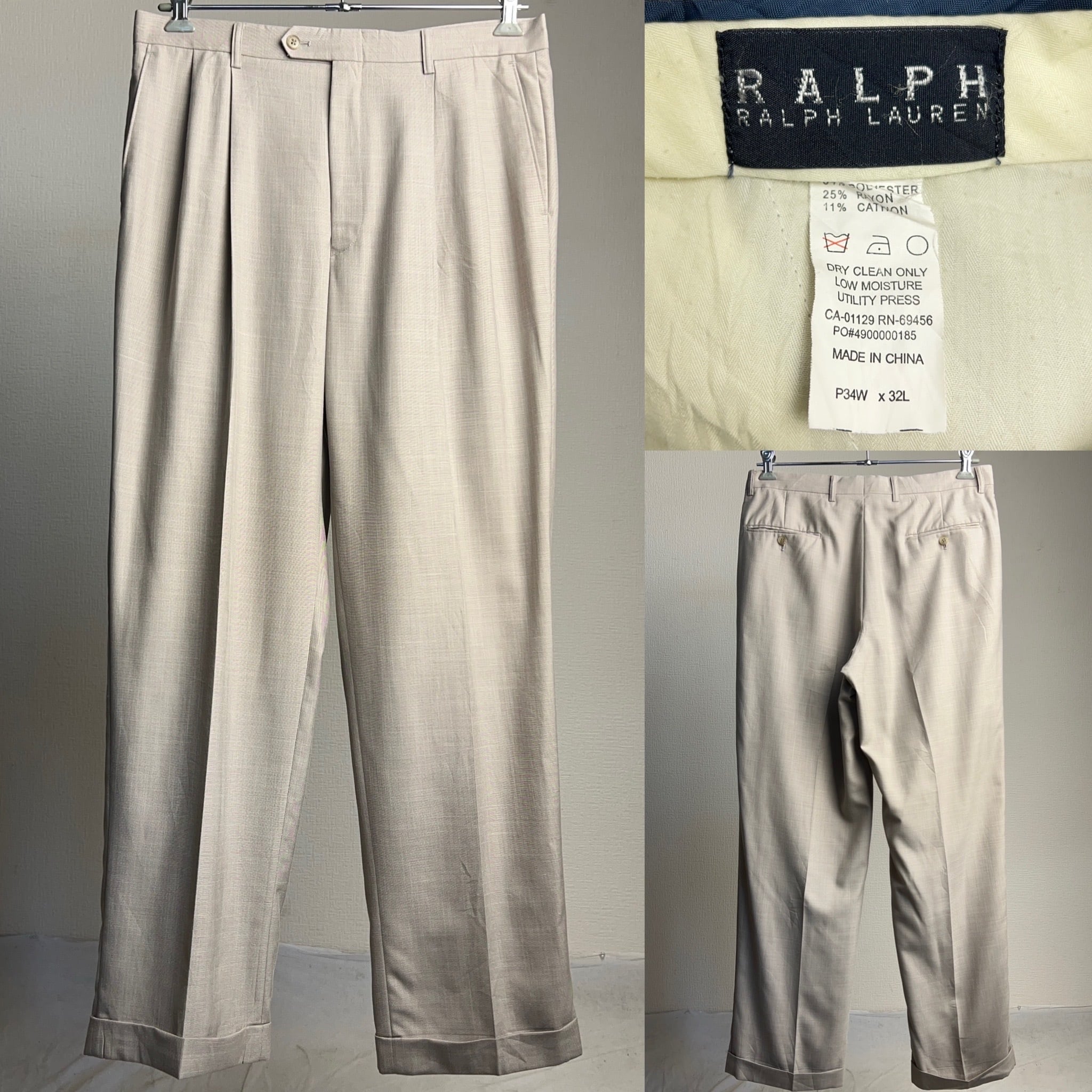 old RALPH LAUREN 2Tack Slacks W34 L32 ラルフローレン 2タック