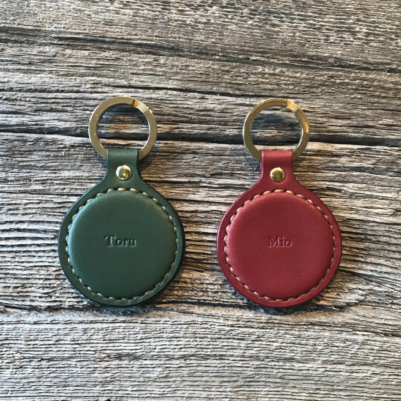 刻印キーホルダー　ラウンド型【栃木レザー】＜全11色＞