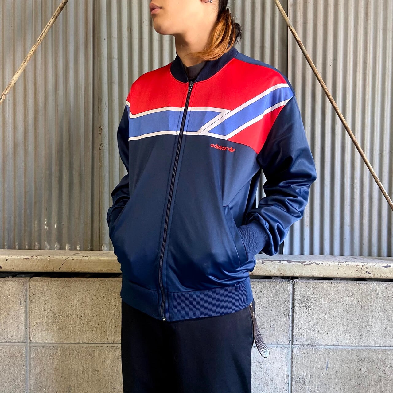 80〜90年代 adidas アディダス トレフォイルロゴ ジャージ メンズ L相当 古着 トラックジャケット 80S 90S ビンテージ  ヴィンテージ ネイビー 紺色【ジャージ・トラックジャケット】 | cave 古着屋【公式】古着通販サイト powered by BASE