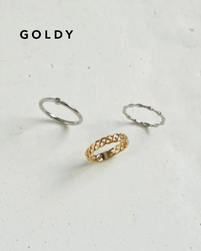 GOLDY/ゴールディ/3PCS ツイスト ライン セット ピンキーリング/アクセサリー/5240101【追跡可能メール便180円】