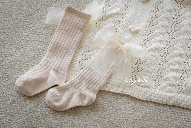《即納》《hibyebebe》Oat Ribbon Knee Socks