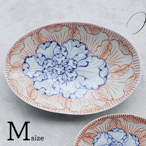 【アウトレット】【まるふくオリジナル】有田焼　染錦花弁紋S字楕円皿（小）　33-118
