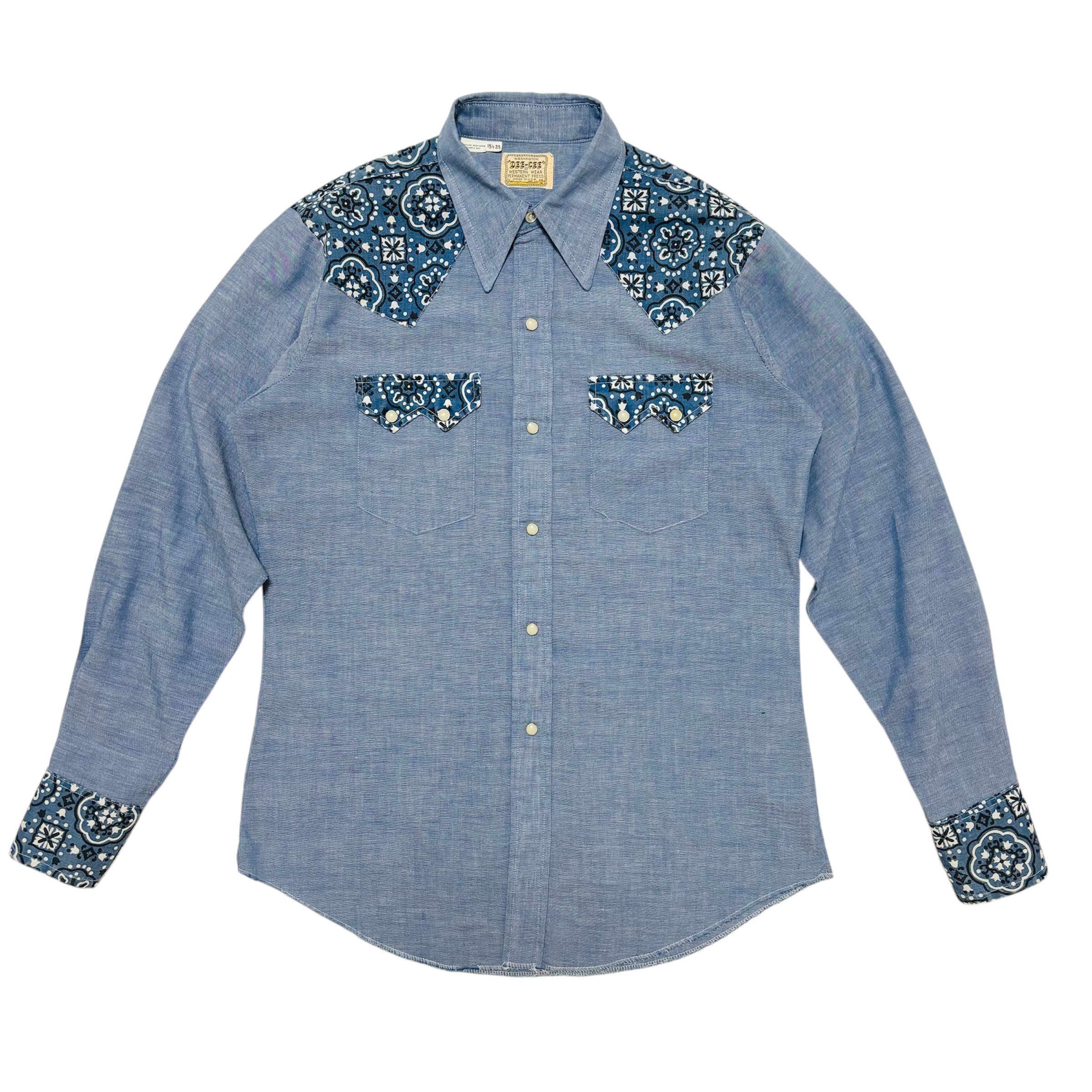 中古 ワシントンディーシー WASHINGTON DEE CEE ウエスタンシャツ クリーニング済み 70s メンズ M相当