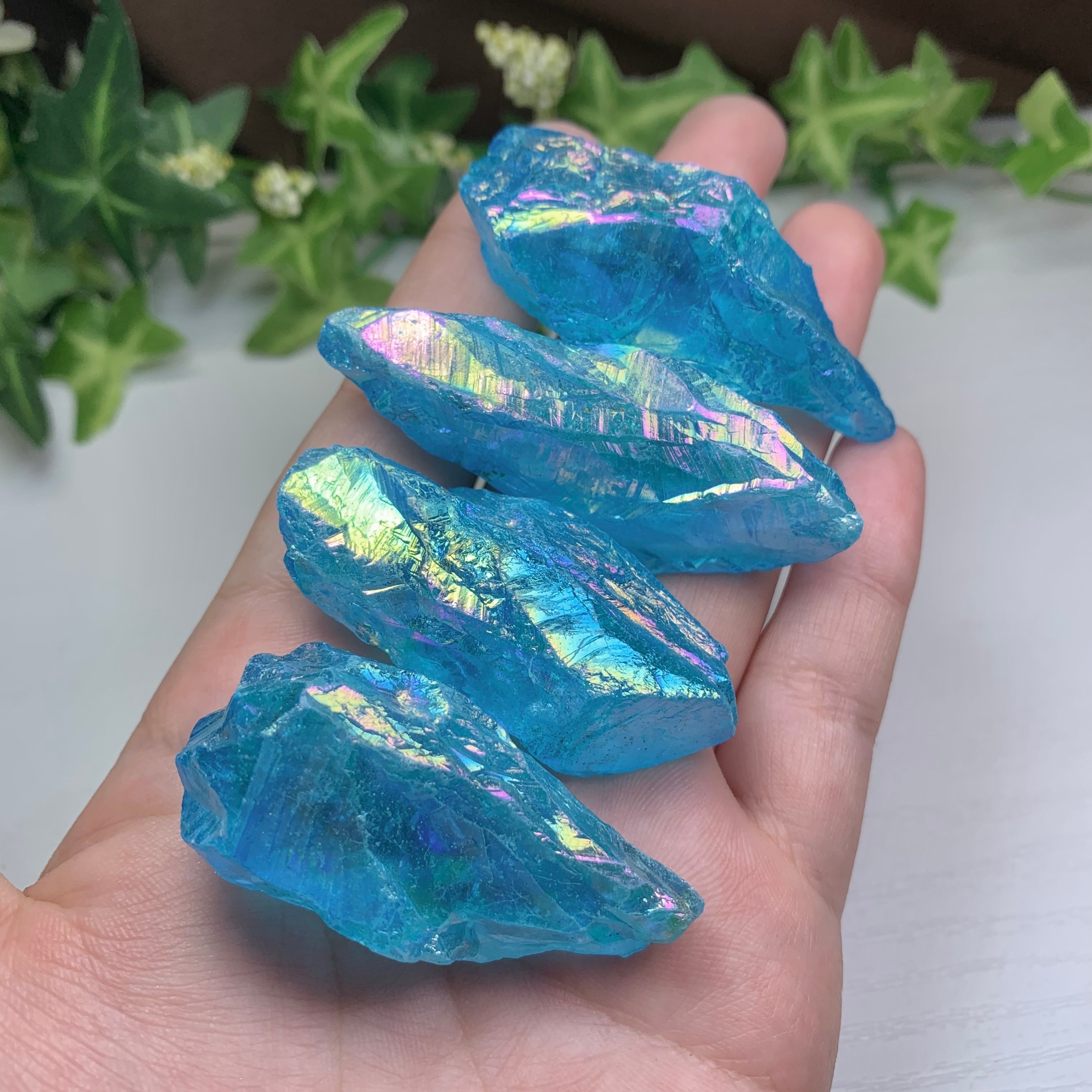 たっぷり500g☆アクアオーラクォーツ・ラフカット原石 3.美しいブルー☆ラフカット☆アクアオーラクォーツ(100g