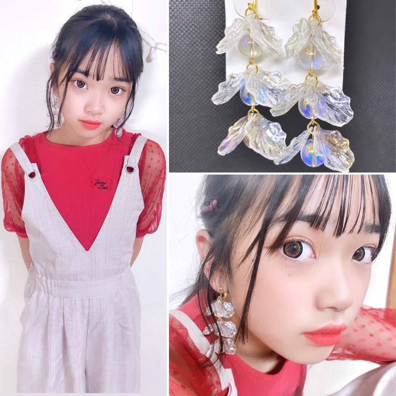 花びら × ビーズ☆大ぶりイヤリング | ＊34 accessory＊ 〜オリジナル 