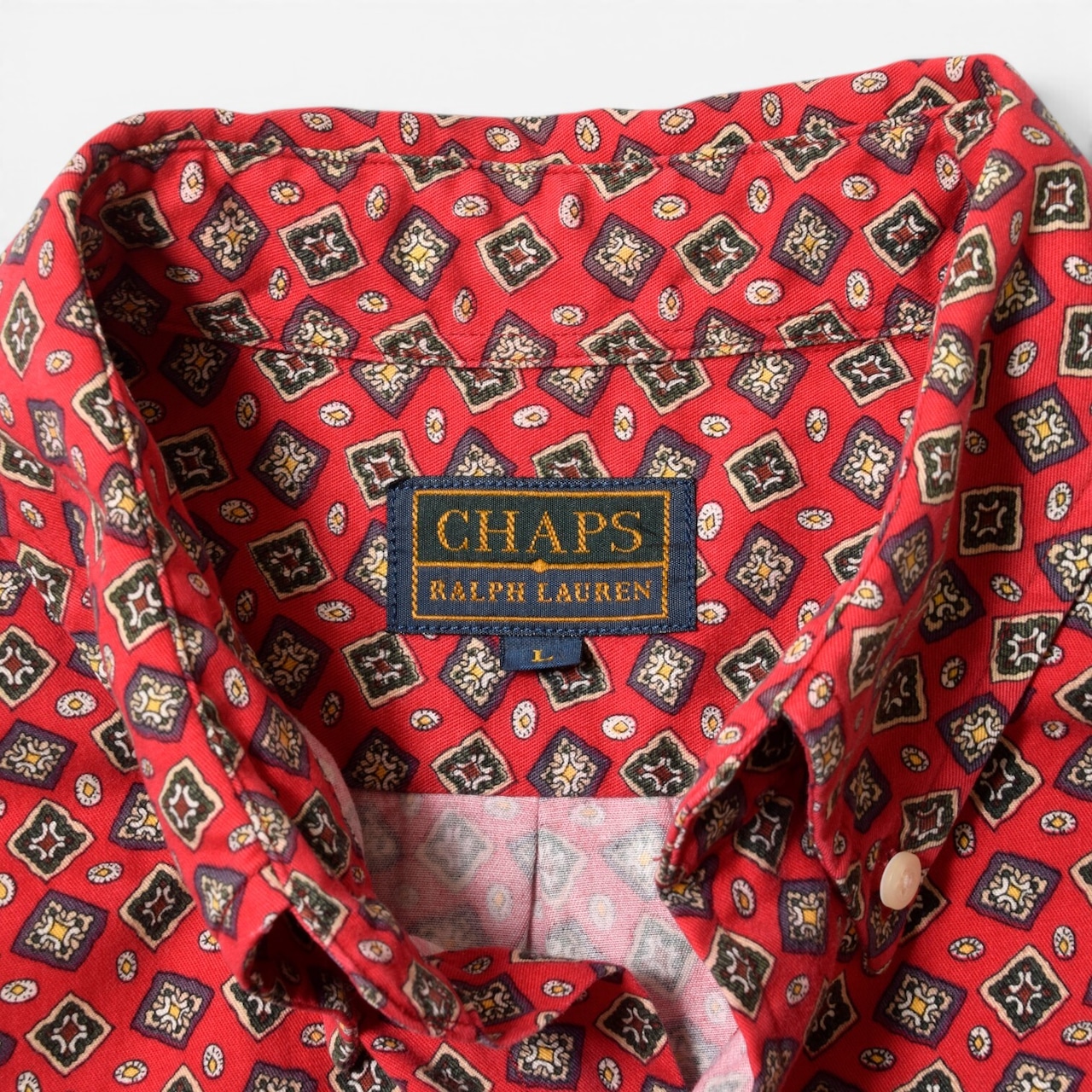 90s CHAPS Ralph Lauren 総柄 長袖 ボタンダウンシャツ