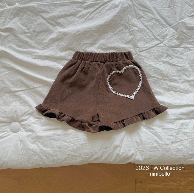 【即納】ninibello / heart corduroy frill pants