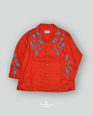 1 ORANGE X TURQUOISE FLOWER COVERALLS