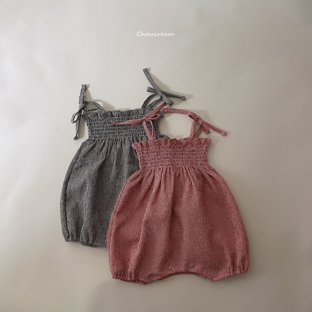 [choucream] Check Smoke Bodysuit (bebeM) / [슈크림] 체크스모크슈트 (bebeM)